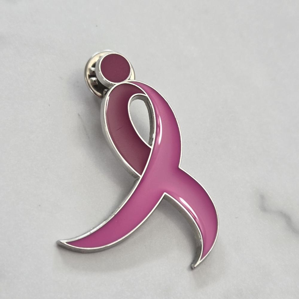 Pink Breast Cancer Awareness Ribbon Enamel Pin - Picture 3 of 6